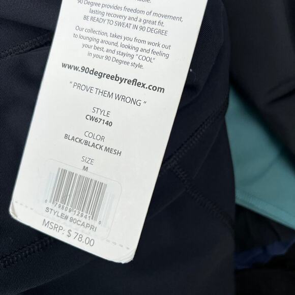 90 Degree by Reflex capri, leggings, black, women's size M - Picture 8 of 8